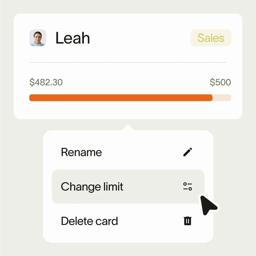 Customizable employee expense cards